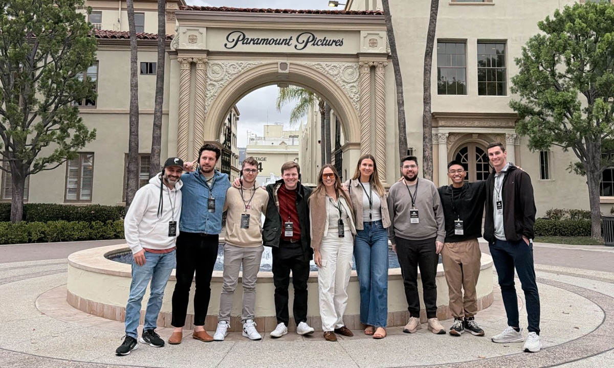 The Arrows team outside the Paramount Pictures gate on a team offsite in Los Angeles