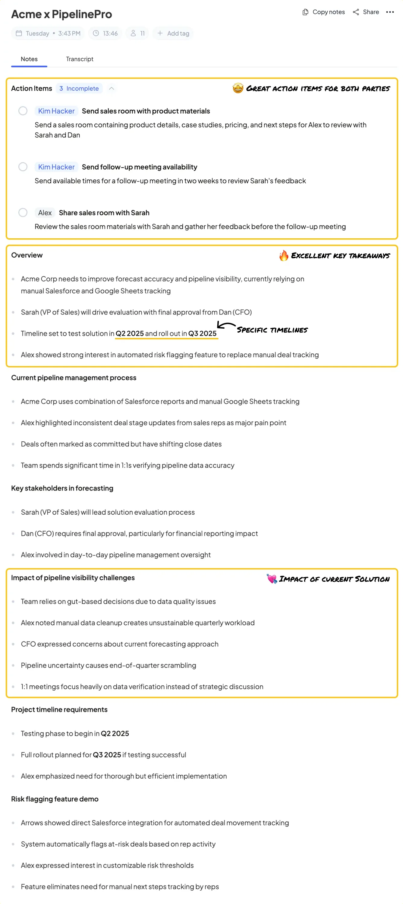 Full notes from Circleback