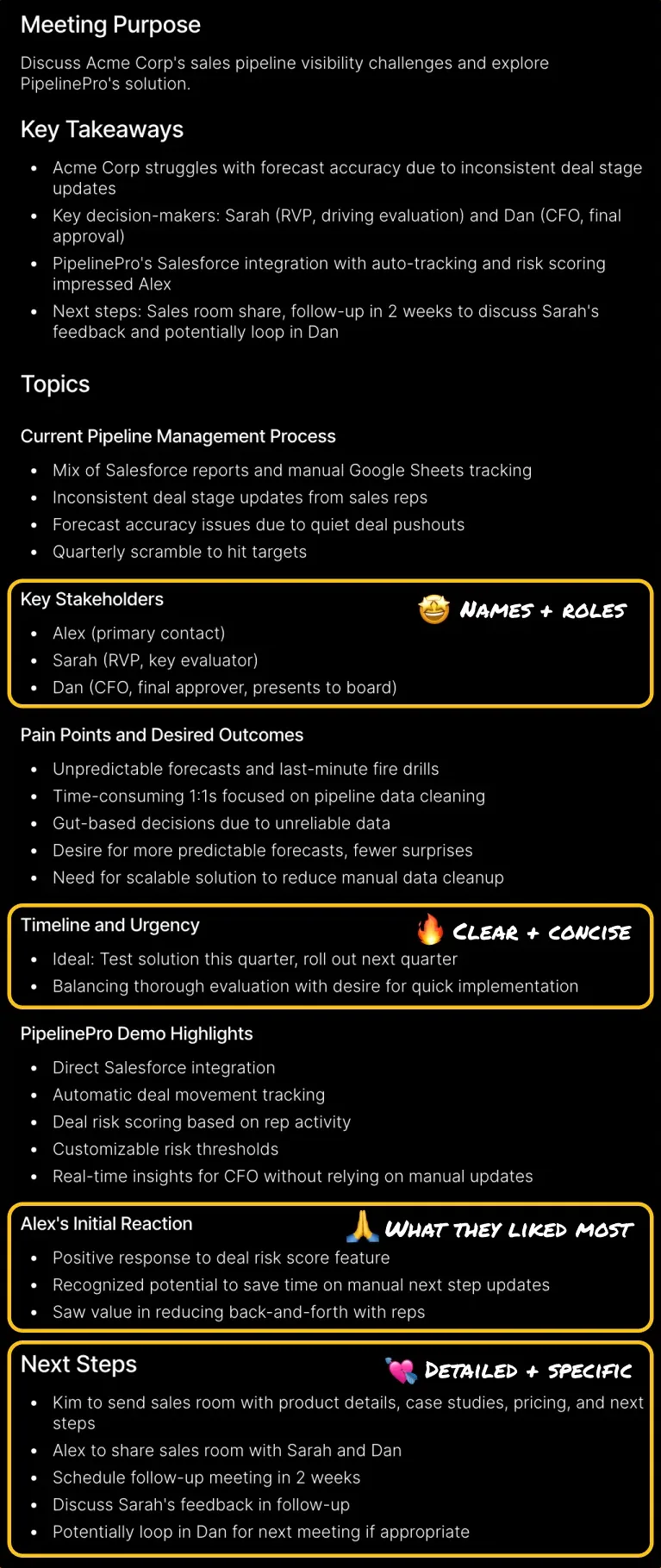 Full notes from Fathom