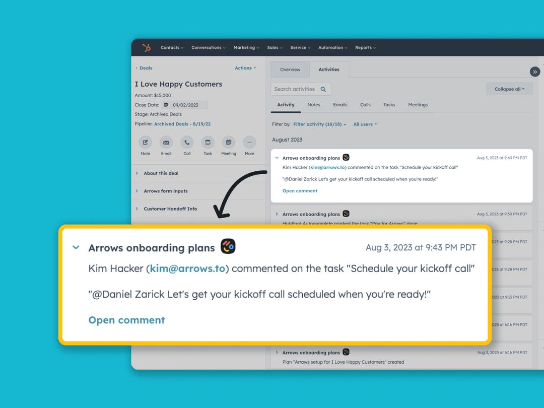 arrows onboarding plans
