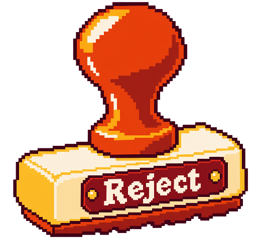 Oversized red rejection stamp